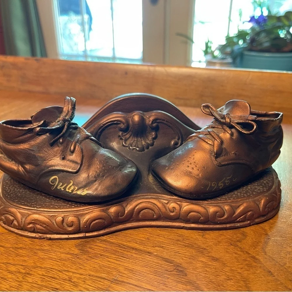 Vintage 1950s Chalkware Frame Copper Shoe Photo Frame Julias Gift